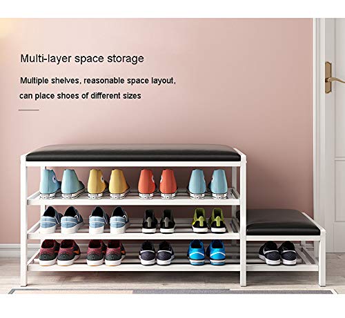 NAFE Zapateros, cambio de zapatos taburete gabinete de zapatos simple hogar moderno de almacenamiento de la puerta puede sentarse zapatos taburete multifuncional-marrón-2