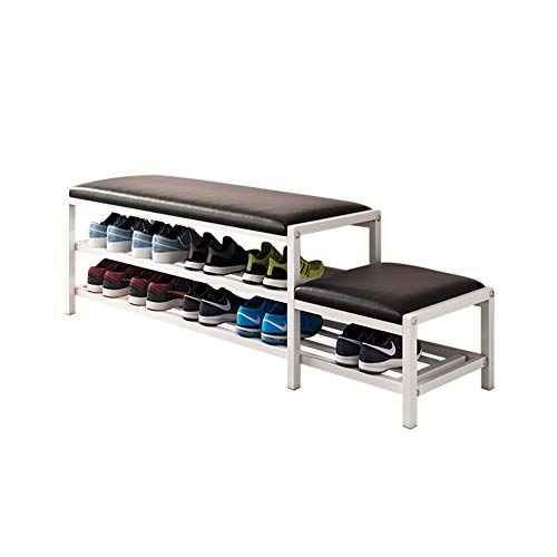 NAFE Zapateros, cambio de zapatos taburete gabinete de zapatos simple hogar moderno de almacenamiento de la puerta puede sentarse zapatos taburete multifuncional-marrón-2