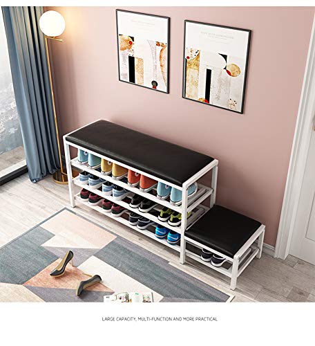 NAFE Zapateros, cambio de zapatos taburete gabinete de zapatos simple hogar moderno de almacenamiento de la puerta puede sentarse zapatos taburete multifuncional-marrón-2