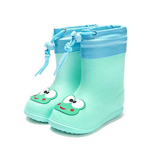 Nasogetch Botas de Agua para Niños Niñas Invernali Botas de Lluvia con Forro Cálido Extraíble Impermeable Botas de Goma Verde 160