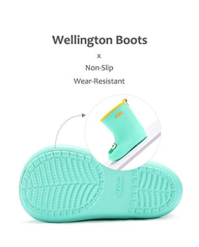 Nasogetch Botas de Agua para Niños Niñas Invernali Botas de Lluvia con Forro Cálido Extraíble Impermeable Botas de Goma Verde 160