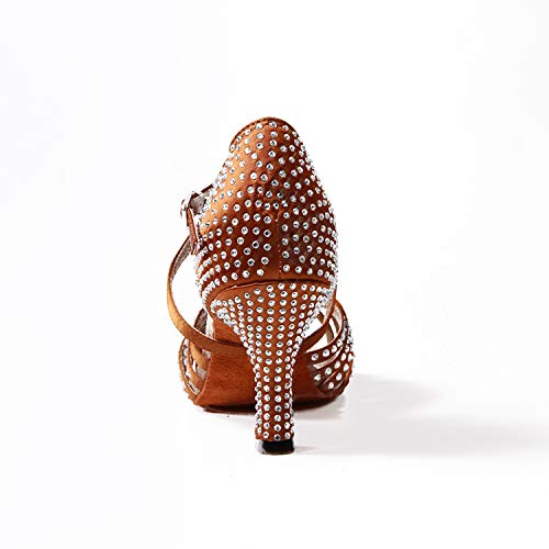 Naudamp Zapatos Baile Latinos Mujer Diamante de Imitación Mujeres Salón de Baile Latino Zapatos Suela de Ante