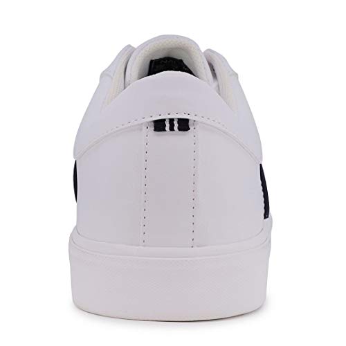 Nautica Men's Duane Fashion Sneaker, Classic Low Top Loafer, Casual Lace-Up Shoe-Duane-White-9.5