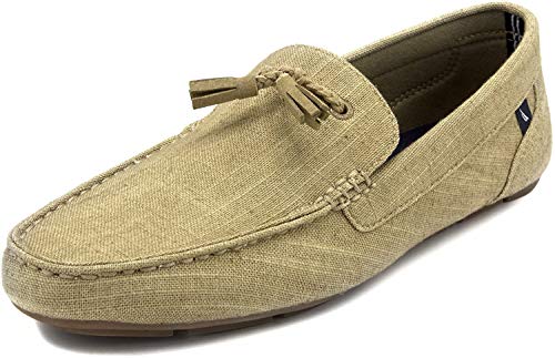 Nautica Weldin Men's Casual Tassel Slip-On Driving Penny Loafers Boat Shoes Driver Moccasins-Tan-10