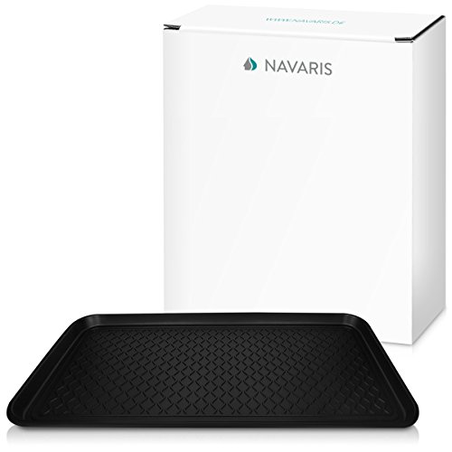 Navaris Bandeja para Zapatos - Base para secar Zapatos 80 x 40 x 3 CM - Bandeja de Goteo con Borde Elevado - Base escurridora para Zapatos en Negro