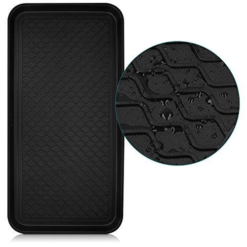 Navaris Bandeja para Zapatos - Base para secar Zapatos 80 x 40 x 3 CM - Bandeja de Goteo con Borde Elevado - Base escurridora para Zapatos en Negro