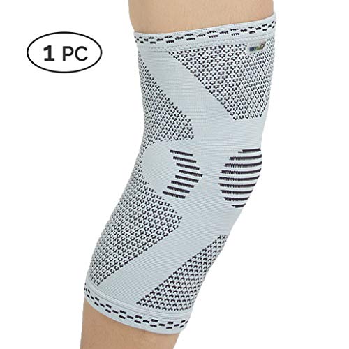 Neotech Care - Rodillera de fibra de bambú (1 Unidad) - Material ligero, elástico, cómodo y transpirable - Para hombre, mujer y adolescentes - Rodilla derecha o izquierda - Gris - XL