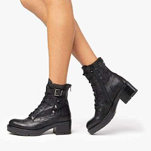 NeroGiardini A909621D Botas Militares Mujer De Piel - Negro 37 EU