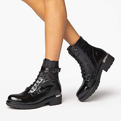 NeroGiardini A909766D Botas Militares Mujer De Piel - Negro 35 EU