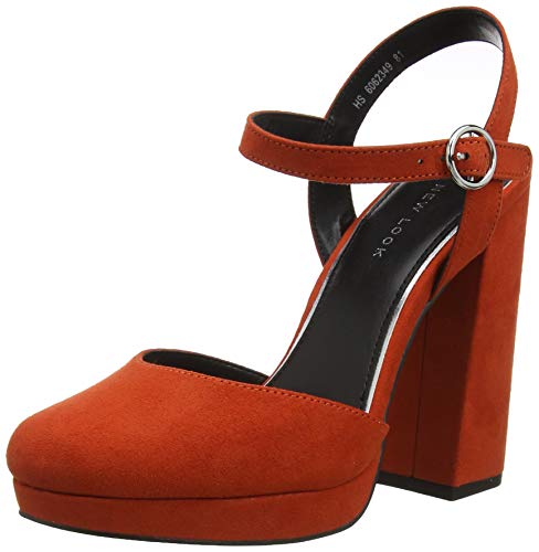New Look Sax, Zapatos con Tacon y Correa de Tobillo Mujer, Orange (Burnt Orange 81), 39
