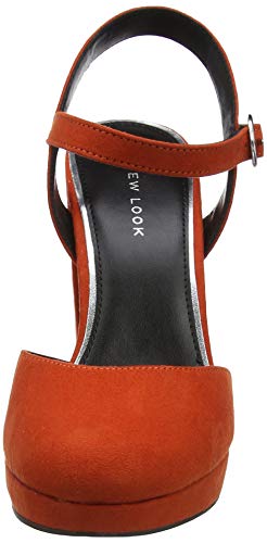 New Look Sax, Zapatos con Tacon y Correa de Tobillo Mujer, Orange (Burnt Orange 81), 39