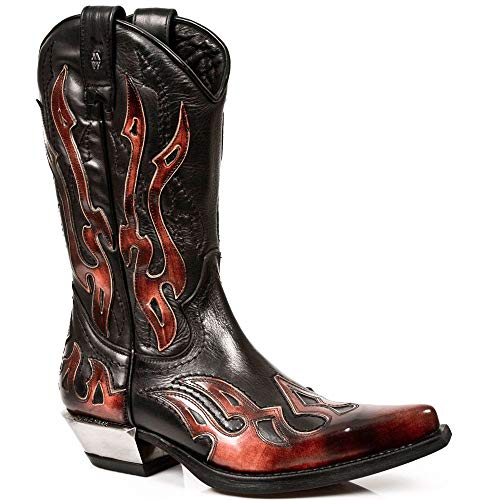 New Rock Boots - Hombre Botas Estilo 7921 S2 - Rojo & Negro - EU 43