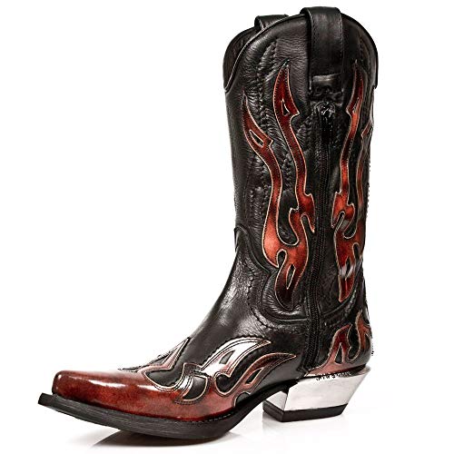 New Rock Boots - Hombre Botas Estilo 7921 S2 - Rojo & Negro - EU 43