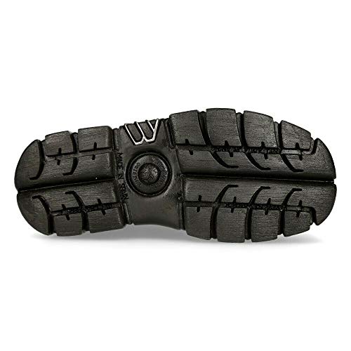 NEW ROCK M-NEWMILI083-S21 Botas Altas Combat Estilo Motorista con Plataforma de Cuero Negro 44
