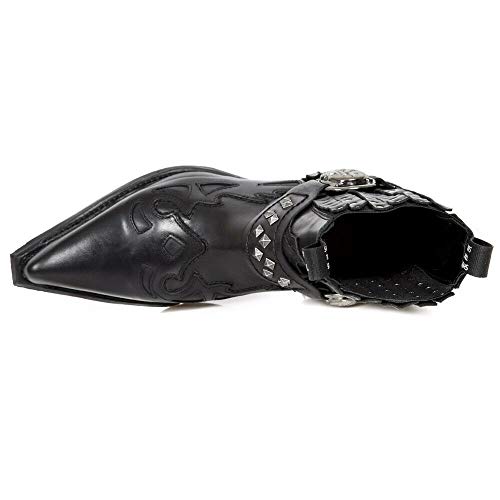 NEW ROCK M.7950-S9 Botines Negros con Correa Western Gótico con Calavera en Metal y Tachuelas 41