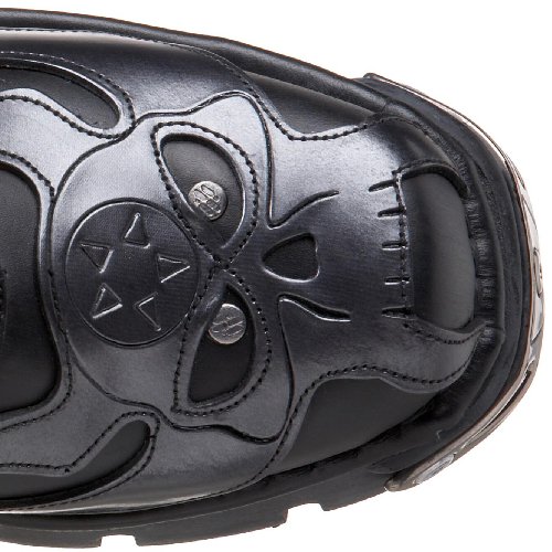 New Rock Shoes Silver Flaming Demon with Pentagram Black Boots UK 8 / Silver