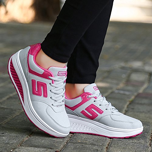 NEWCOLOR Mujeres Primavera Otoño Moda Transpirable con Cordones Zapatos De Balancín Zapatos Deportivos Ocasionales