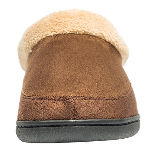 NewDenBer Hombre Zapatillas de Suede casa Espuma de Memoria de Cálido Interior Lana al Aire Libre Forro de Felpa Suela Antideslizante Zapatos (43/44 EU, 002 Marrón (Dark Brown))
