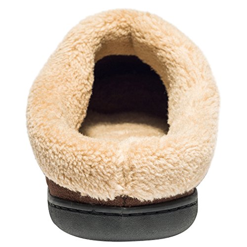 NewDenBer Hombre Zapatillas de Suede casa Espuma de Memoria de Cálido Interior Lana al Aire Libre Forro de Felpa Suela Antideslizante Zapatos (43/44 EU, 002 Marrón (Dark Brown))