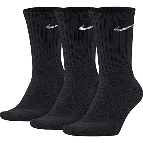 Nike 3PPK Value Cotton Crew - Calcetines unisex, color negro/ blanco, talla M/ 38-42