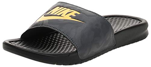 Nike Benassi Just Do It, Sandalia Hombre, Black Laser Orange Iron Grey, 44 EU