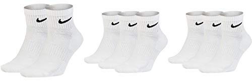Nike Calcetines deportivos cortos para hombre y mujer, 8 pares, tobilleros, tobilleros, 8 pares, talla 34-38, 38-42, 42-46, 46-50, talla: 46-50, color: blanco/blanco/blanco
