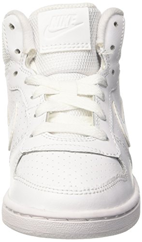 Nike Court Borough Mid (PS), Zapatillas de Baloncesto Niños, Blanco (White/White-White), 31 1/2