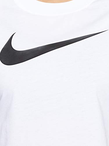 Nike Damen W Nsw Swsh Top Crop Ss T-shirt, Blanco (White/Black), L