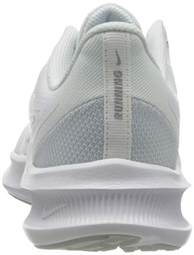 NIKE Downshifter 10, Running Shoe Mujer, White Metallic Silver Pure Platinum, 37.5 EU