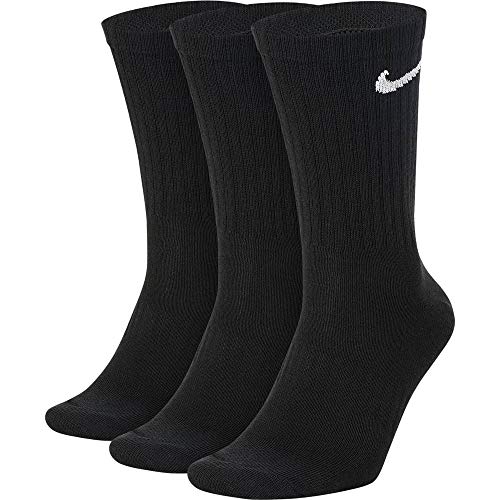 Nike Everyday Lightweight Crew Trainings Socks (3 Pairs), Calcetines Hombre, Negro (black/White), 38–42 (Talla del fabricante: M)