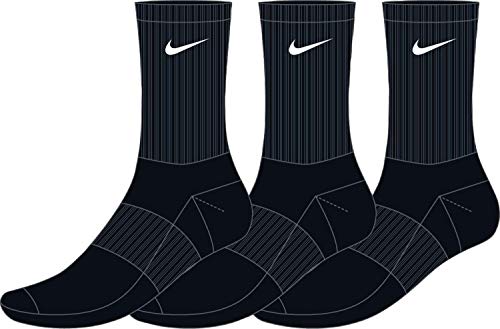 Nike Everyday Lightweight Crew Trainings Socks (3 Pairs), Calcetines Hombre, Negro (black/White), 38–42 (Talla del fabricante: M)