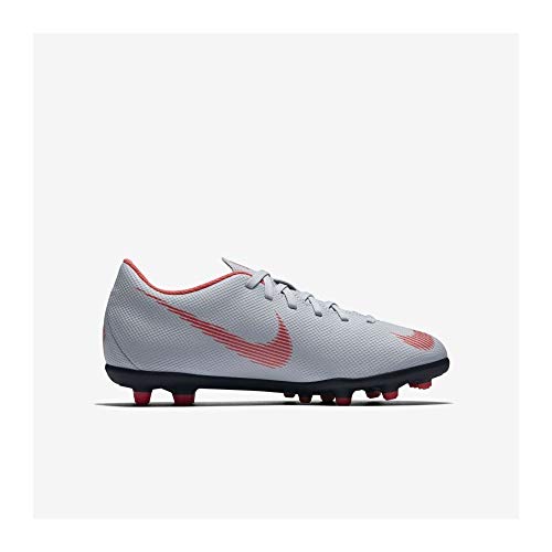 Nike JR Vapor 12 Club GS FG/MG, Zapatillas de fútbol Sala Unisex niño, Multicolor (Wolf Grey/Lt Crimson/Black 060), 34 EU