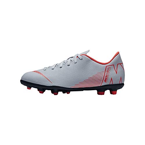 Nike JR Vapor 12 Club GS FG/MG, Zapatillas de fútbol Sala Unisex niño, Multicolor (Wolf Grey/Lt Crimson/Black 060), 34 EU