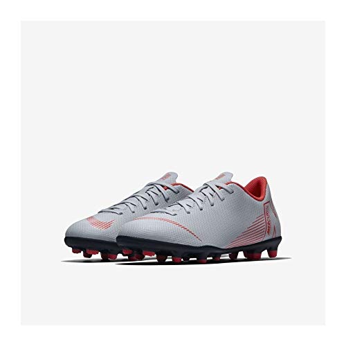 Nike JR Vapor 12 Club GS FG/MG, Zapatillas de fútbol Sala Unisex niño, Multicolor (Wolf Grey/Lt Crimson/Black 060), 34 EU
