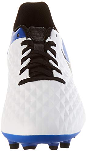 Nike Legend 8 Academy FG/MG, Football Shoe Unisex Adulto, White/Black-Hyper Royal-Metallic Silver, 43 EU