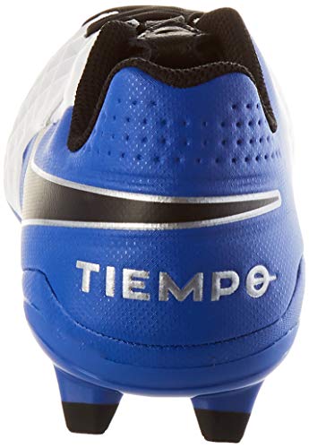 Nike Legend 8 Academy FG/MG, Football Shoe Unisex Adulto, White/Black-Hyper Royal-Metallic Silver, 43 EU