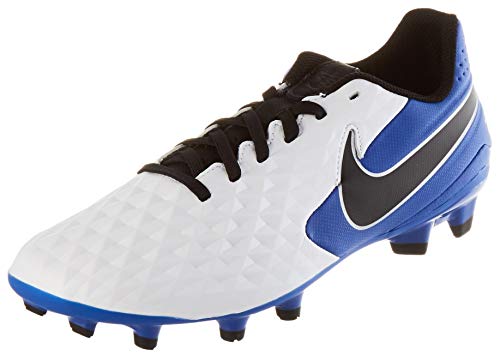 Nike Legend 8 Academy FG/MG, Football Shoe Unisex Adulto, White/Black-Hyper Royal-Metallic Silver, 43 EU