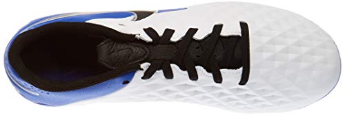 Nike Legend 8 Academy FG/MG, Football Shoe Unisex Adulto, White/Black-Hyper Royal-Metallic Silver, 43 EU