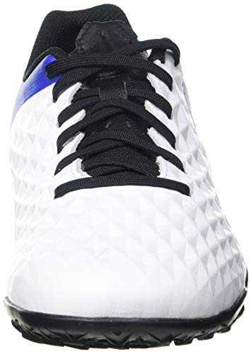 Nike Legend 8 Academy TF, Football Shoe Unisex Adulto, White/Black-Hyper Royal-Metallic Silver, 42.5 EU