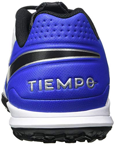 Nike Legend 8 Academy TF, Football Shoe Unisex Adulto, White/Black-Hyper Royal-Metallic Silver, 42.5 EU