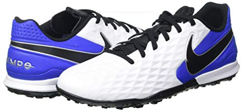 Nike Legend 8 Academy TF, Football Shoe Unisex Adulto, White/Black-Hyper Royal-Metallic Silver, 42.5 EU