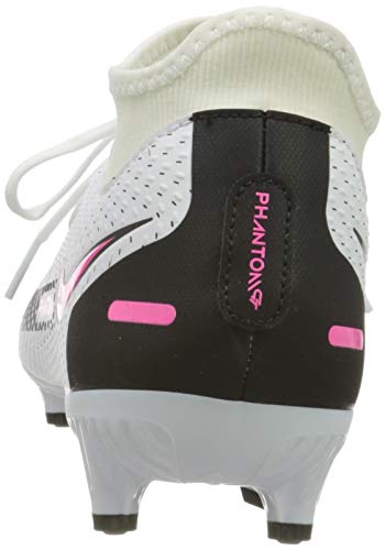 Nike Phantom GT Academy DF FG/MG, Football Shoe Unisex Adulto, White/Pink Blast-Black, 39 EU