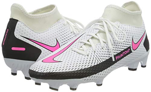 Nike Phantom GT Academy DF FG/MG, Football Shoe Unisex Adulto, White/Pink Blast-Black, 39 EU