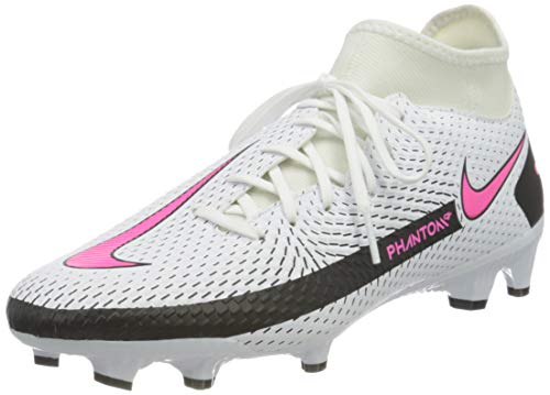 Nike Phantom GT Academy DF FG/MG, Football Shoe Unisex Adulto, White/Pink Blast-Black, 39 EU