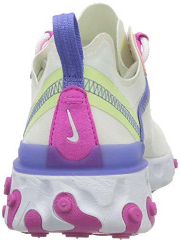 Nike React Element 55 Women's Shoe, Zapatillas para Correr Mujer, White/Fire Pink-Sapphire-Barely Volt, 36 EU