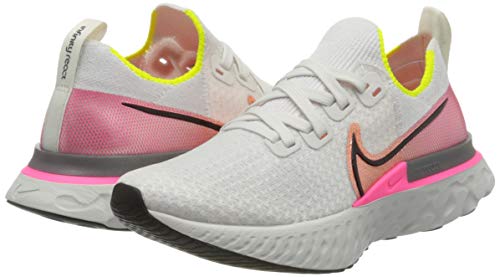 Nike React Infinity Run Flyknit, Zapatillas de Running Mujer, Gris (Platinum Tint/Black-Pink Blast 004), 40 EU