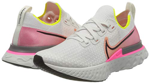 Nike React Infinity Run Flyknit, Zapatillas de Running Mujer, Gris (Platinum Tint/Black-Pink Blast 004), 42 EU