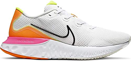 Nike Renew Run, Zapatillas para Correr Hombre, Blanco/Negro/Platino Tinte/Rosa Explosión, 44 EU