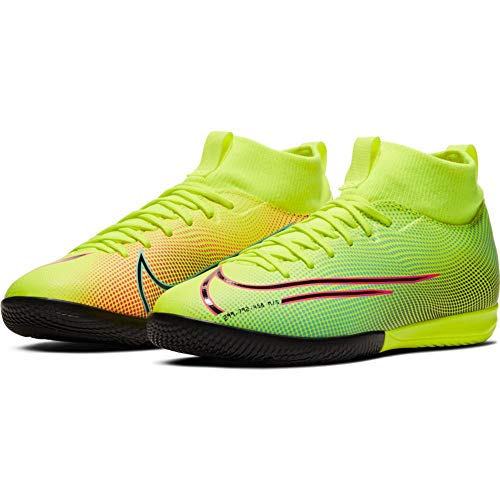 Nike Superfly 7 Academy MDS IC, Zapatillas de Futsal Unisex Niños, Lemon Venom Black Aurora Botas de Esquí Color Verde Y Negro, 34 EU