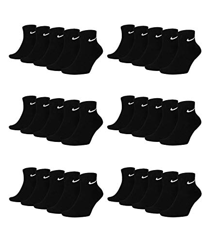 Nike SX7667 - Calcetines deportivos para hombre y mujer (15 pares, talla 34, 36, 38, 40, 42, 44, 46, 48 y 50), color blanco y negro 15 pares de color negro. 46/50 EU